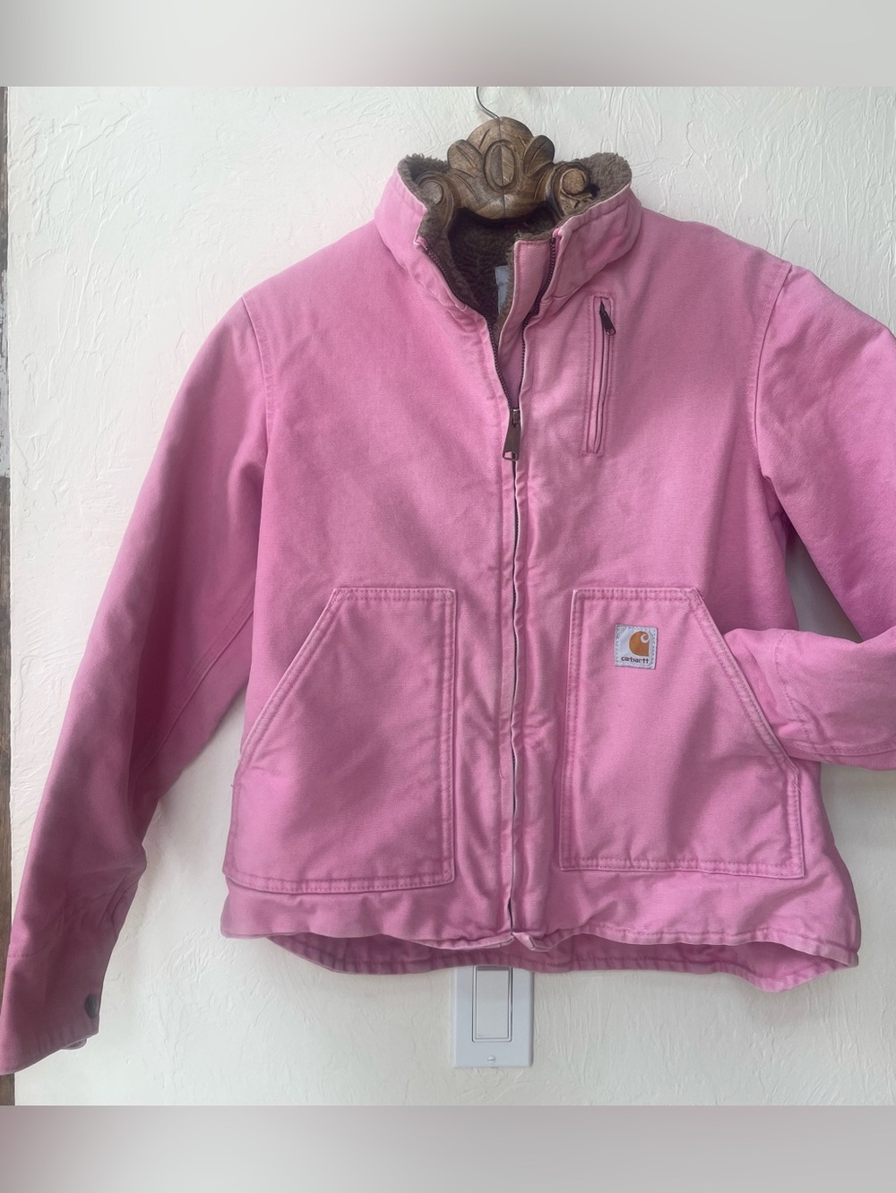 AwEsOmE! Pink CARHARTT Jacket! WJO22 SBT Work wear sherpa lined S